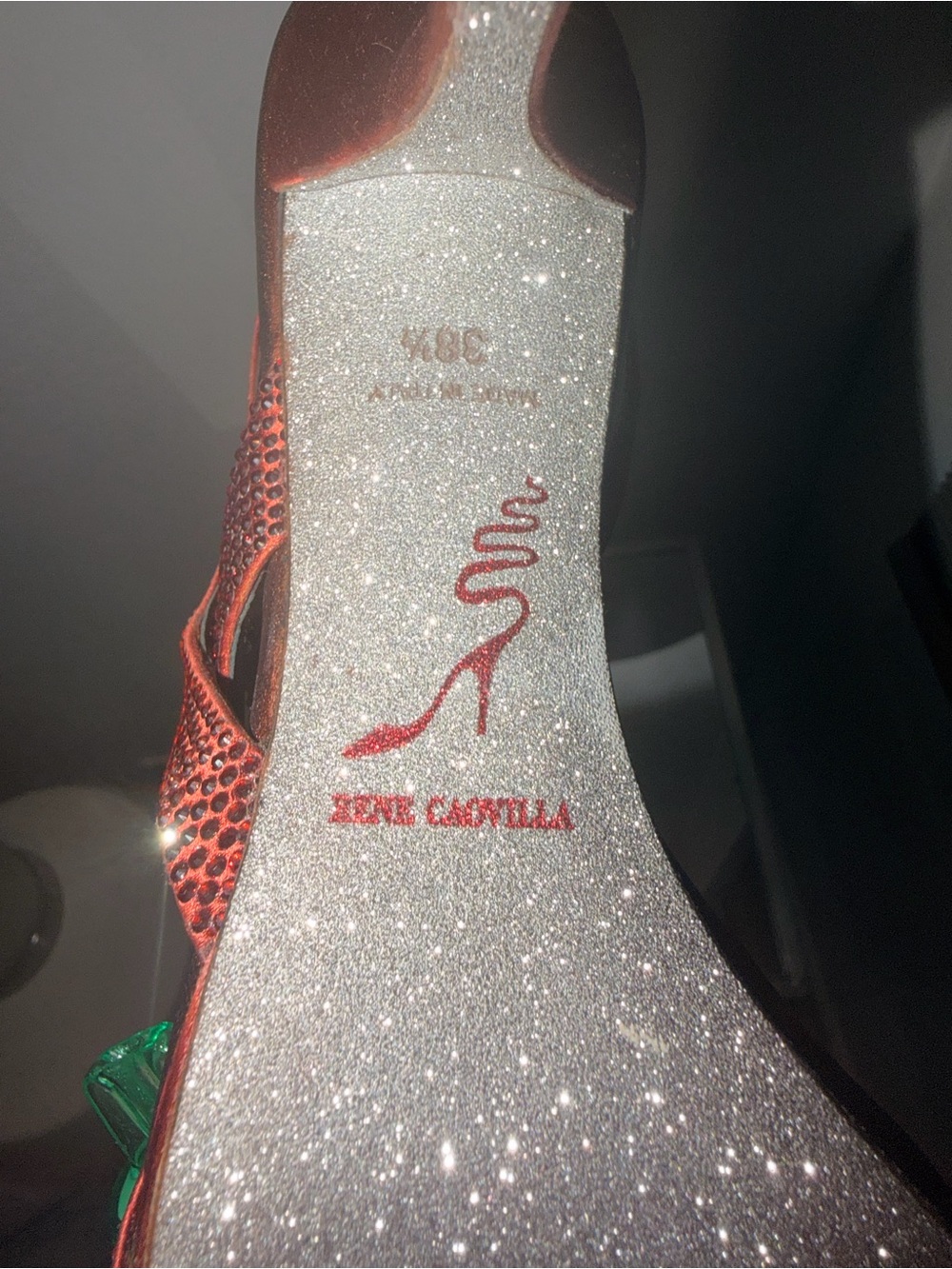 Rene Caovilla Rust Red Crystal-Strap Slingback Stilettos - Picture 3 of 12